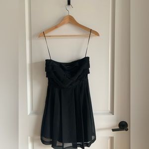 Express Strapless Pleated Dress in Black